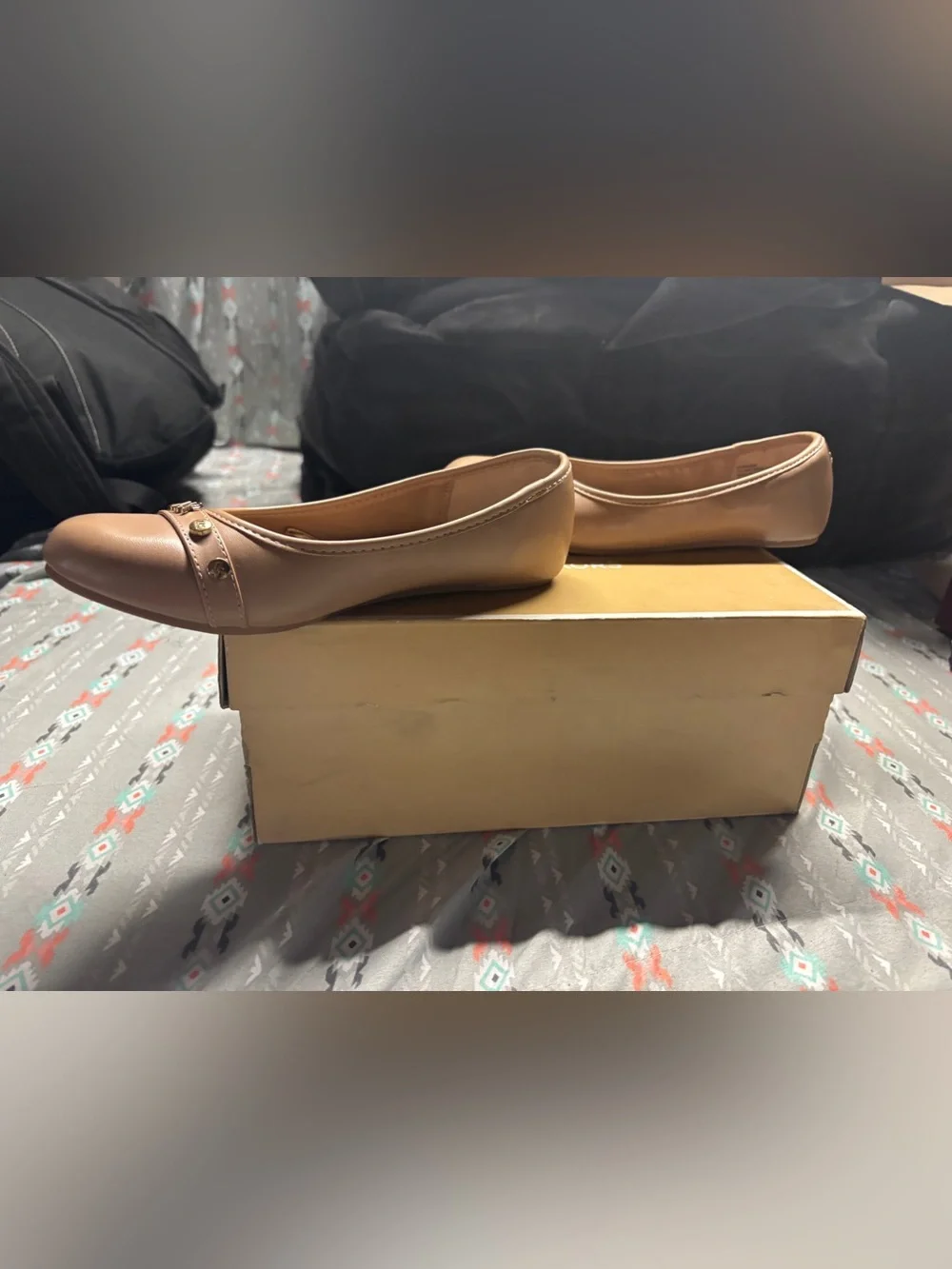 ✴️MICHAEL Michael Kors Girls Pink-Tan Logo Ballet Flats